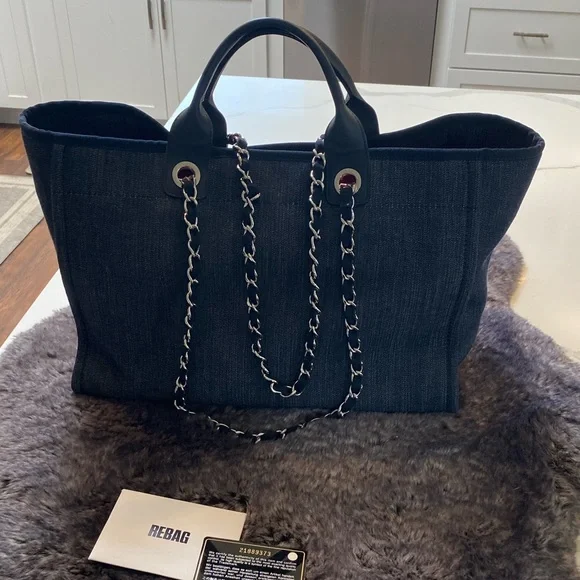 Chanel Deauville Tote Canvas Bag - Picture 6 of 13